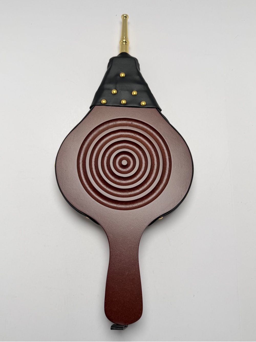 Vintage Style Bellows Fireplace Poker with Concentric Design - Brown & Black